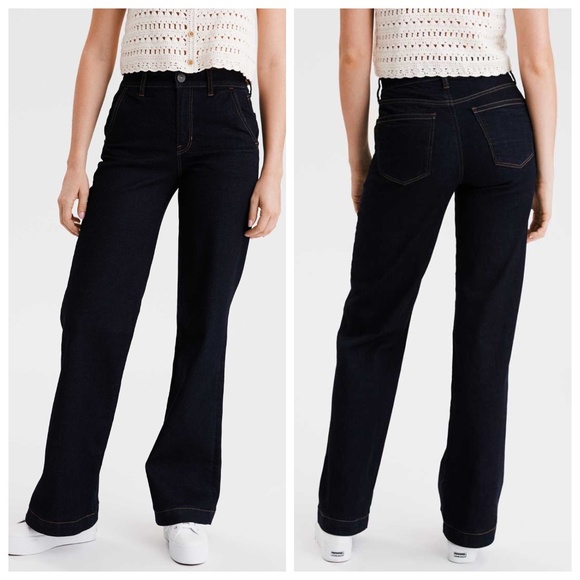 NWOT AE Wide Leg Jean Dark Azure - Picture 1 of 10